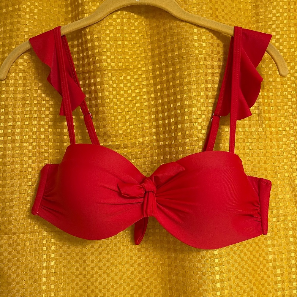 Red Ruffle Strap Bathing Suit - Picture 5 of 5